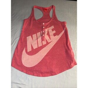 Nike Women's Racerback Tank Top, Heather Red W/ Buttons, Size XS